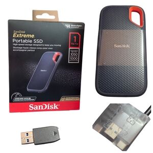 SANDISK EXTREME Portable SSD 1 TB Storage Water Resistant Black Red NEW IN BOX